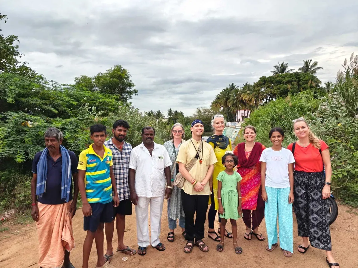 Maxi with her guests in South India
