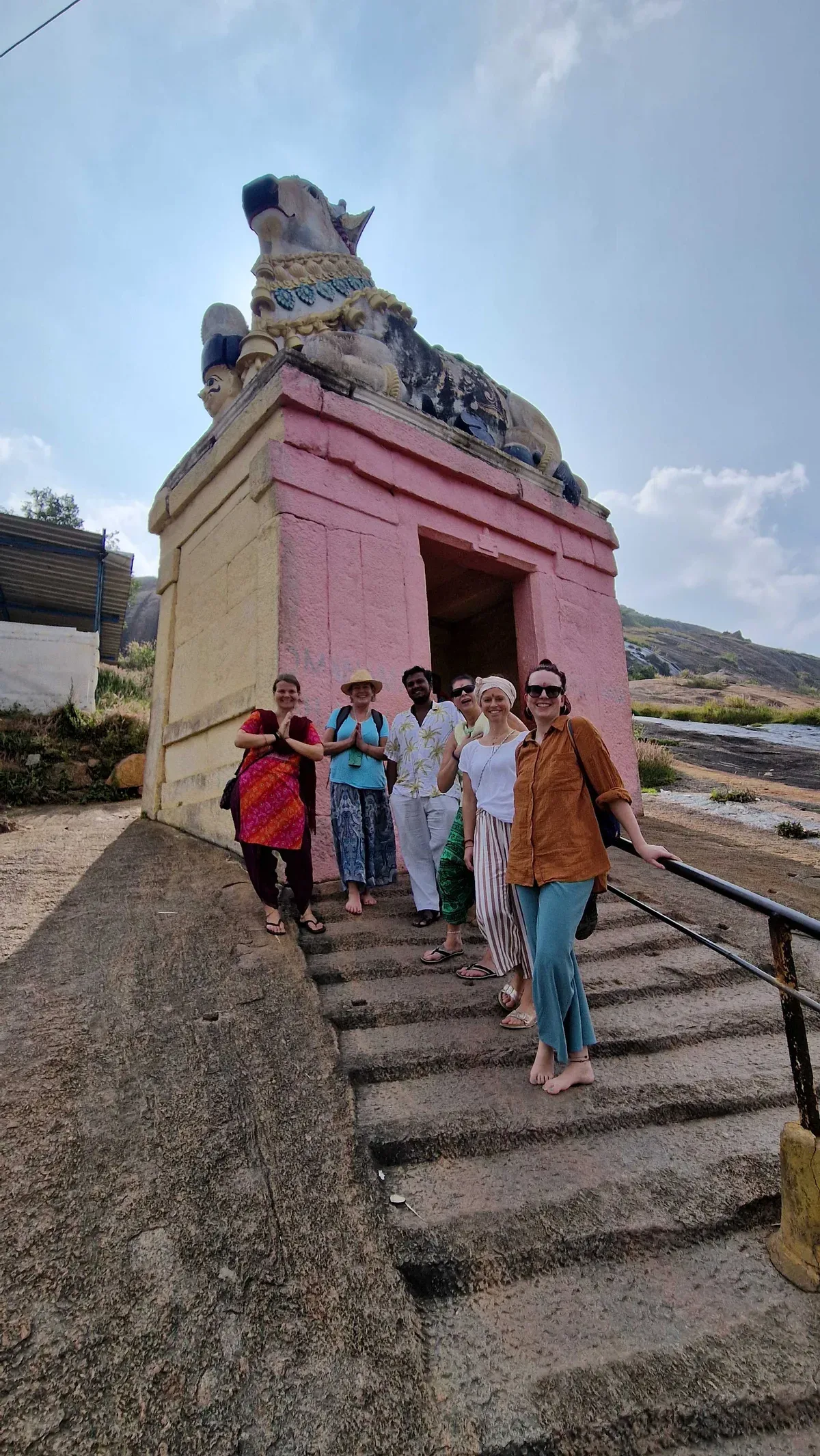 With my travelers during a temple visit
